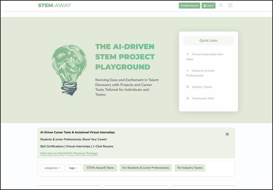 A screenshot of Stem-Away’s online community that they created with Discourse