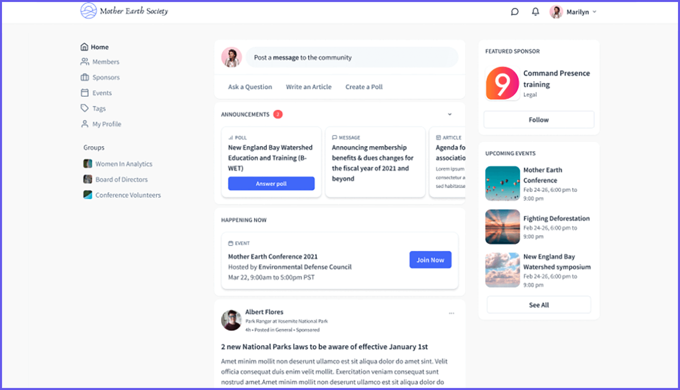 Members will see a comprehensive homepage like this one within Tradewing’s community engagement platform