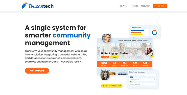 Association management software ToucanTech's homepage