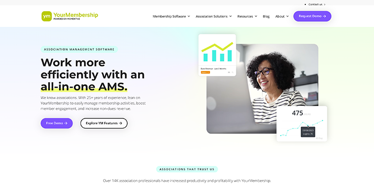 Association management software YourMembership's homepage 