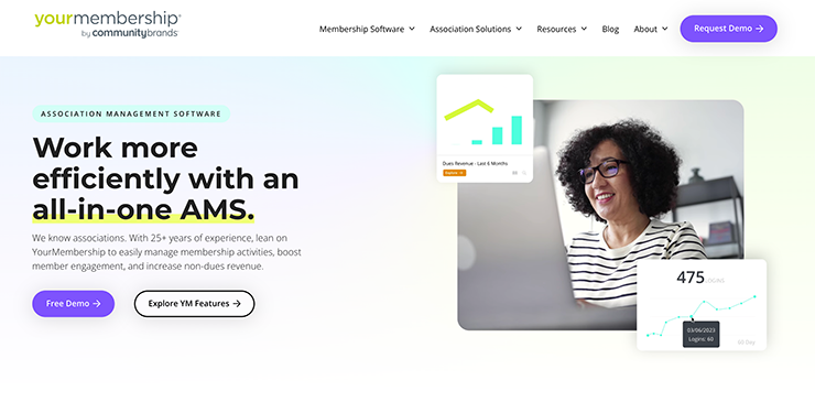 A screenshot of YourMembership's homepage.