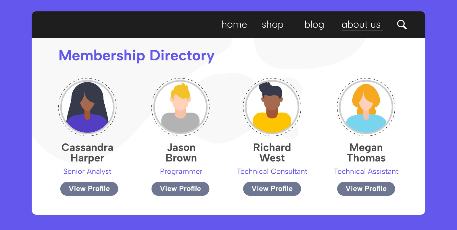 An example of a membership directory