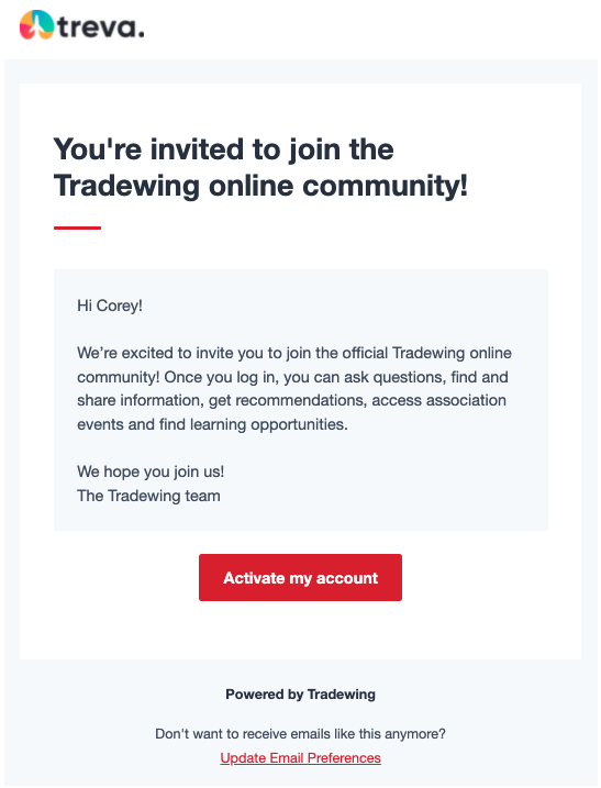 Tradewing Invite Email